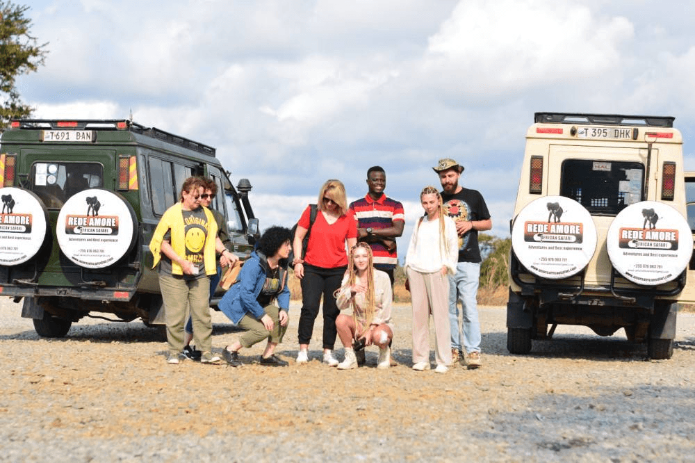 Family on safari in Tanzania